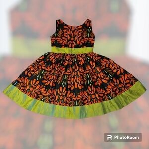 Handmade 1970s Orange Floral Mod Summer Dress